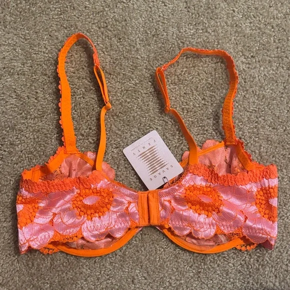 Savage X Fenty Pink and Orange Lace Bra - Picture 3 of 4
